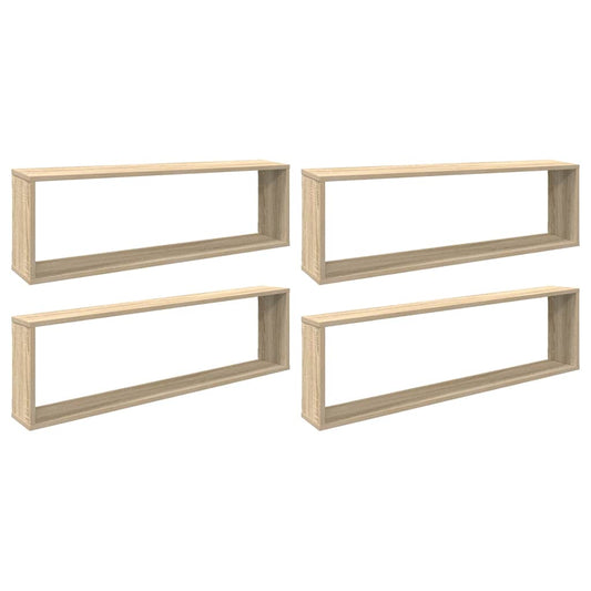 Wall Cube Shelf 4 pcs Sonoma Oak 100x15x30 cm Engineered Wood Wall Cube Shelf 4 pcs Sonoma Oak 100x15x30 cm Engineered Wood