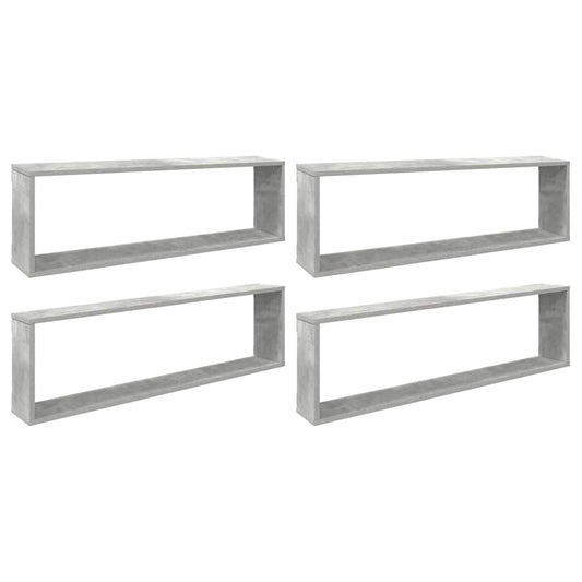 Wall Cube Shelf 4 pcs Concrete Grey 100x15x30 cm Engineered Wood Wall Cube Shelf 4 pcs Concrete Grey 100x15x30 cm Engineered Wood