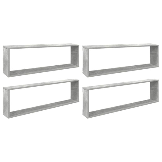 Wall Cube Shelves 4 pcs Concrete Grey 100x15x30 cm Wall Cube Shelves 4 pcs Concrete Grey 100x15x30 cm