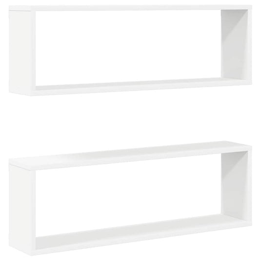 Wall Cube Shelf 2 pcs White 80x15x26.5 cm Engineered Wood Wall Cube Shelf 2 pcs White 80x15x26.5 cm Engineered Wood