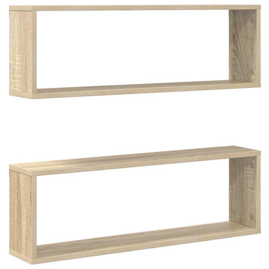 Wall Cube Shelf 2 pcs Sonoma Oak 80x15x26.5 cm Engineered Wood Wall Cube Shelf 2 pcs Sonoma Oak 80x15x26.5 cm Engineered Wood
