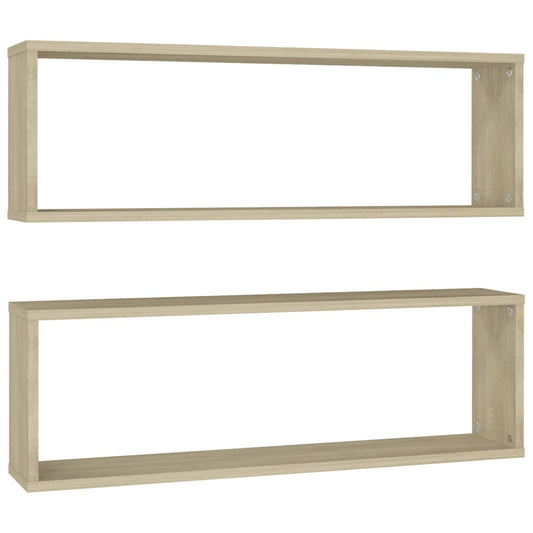 Wall Cube Shelf 2 pcs Sonoma Oak 80x15x26.5 cm Engineered Wood Wall Cube Shelf 2 pcs Sonoma Oak 80x15x26.5 cm Engineered Wood