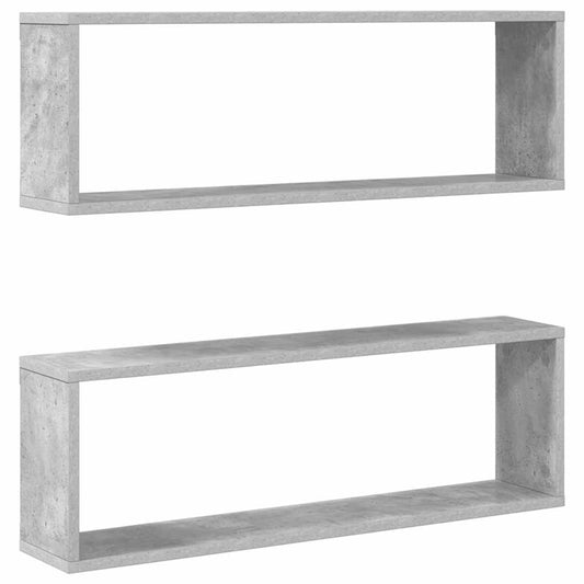 Wall Cube Shelf 2 pcs Concrete Grey 80x15x26.5 cm Engineered Wood Wall Cube Shelf 2 pcs Concrete Grey 80x15x26.5 cm Engineered Wood