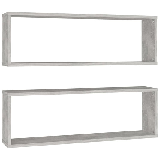 Wall Cube Shelf 2 pcs Concrete Grey 80x15x26.5 cm Engineered Wood Wall Cube Shelf 2 pcs Concrete Grey 80x15x26.5 cm Engineered Wood