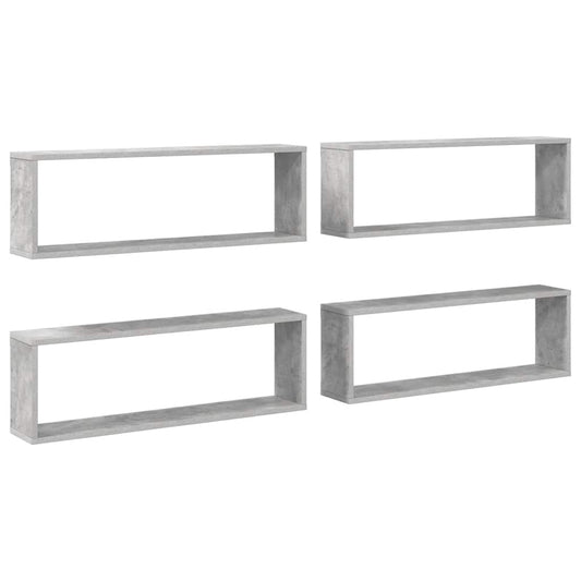 Wall Cube Shelf 4 pcs Concrete Grey 80x15x26.5 cm Engineered Wood Wall Cube Shelf 4 pcs Concrete Grey 80x15x26.5 cm Engineered Wood