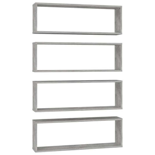 Wall Cube Shelf 4 pcs Concrete Grey 80x15x26.5 cm Engineered Wood Wall Cube Shelf 4 pcs Concrete Grey 80x15x26.5 cm Engineered Wood