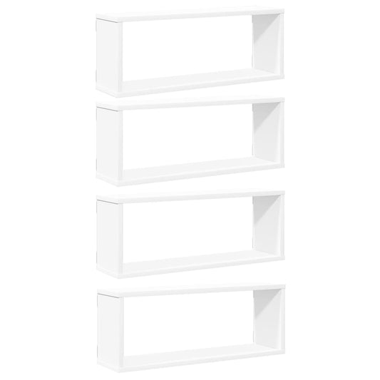 Wall Shelf | Set of 4 | White | Engineered wood | 60 cm x 15 cm x 23 cm Wall Shelf | Set of 4 | White | Engineered wood | 60 cm x 15 cm x 23 cm