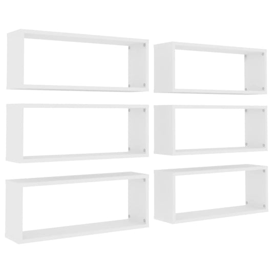 Wall Cube Shelf 6 pcs White 60x15x23 cm Engineered Wood Wall Cube Shelf 6 pcs White 60x15x23 cm Engineered Wood