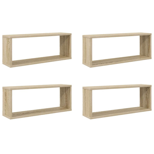Wall Shelf | Set of 4 | Sonoma oak | Engineered wood Wall Shelf | Set of 4 | Sonoma oak | Engineered wood