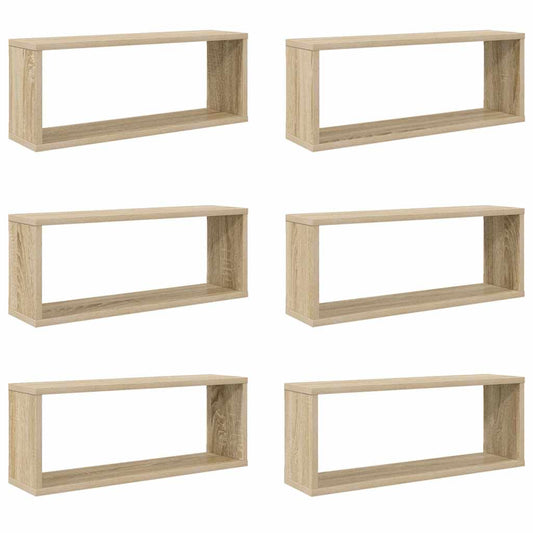 Wall Cube Shelf 6 pcs Sonoma Oak 60x15x23 cm Engineered Wood Wall Cube Shelf 6 pcs Sonoma Oak 60x15x23 cm Engineered Wood