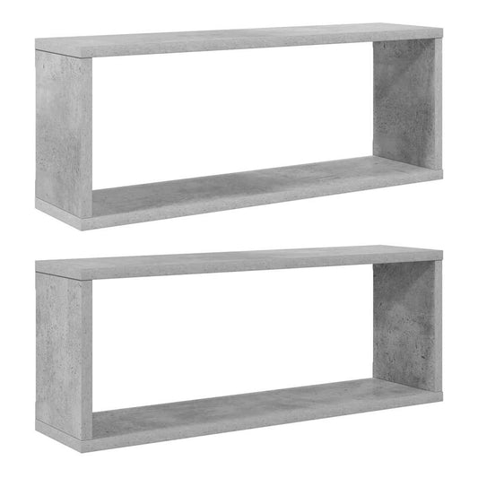 Wall Cube Shelf 2 pcs Concrete Grey 60x15x23 cm Engineered Wood Wall Cube Shelf 2 pcs Concrete Grey 60x15x23 cm Engineered Wood