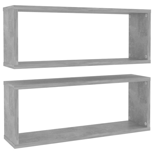 Wall Cube Shelf 2 pcs Concrete Grey 60x15x23 cm Engineered Wood Wall Cube Shelf 2 pcs Concrete Grey 60x15x23 cm Engineered Wood