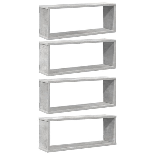 Wall Cube Shelf 4 pcs Concrete Grey 60x15x23 cm Engineered Wood Wall Cube Shelf 4 pcs Concrete Grey 60x15x23 cm Engineered Wood