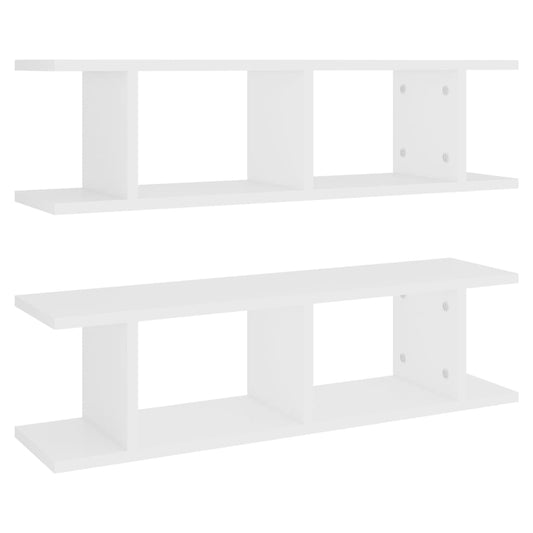 Wall Shelf | Set of 2 | White | Engineered wood | 75x18x20 cm Wall Shelf | Set of 2 | White | Engineered wood | 75x18x20 cm