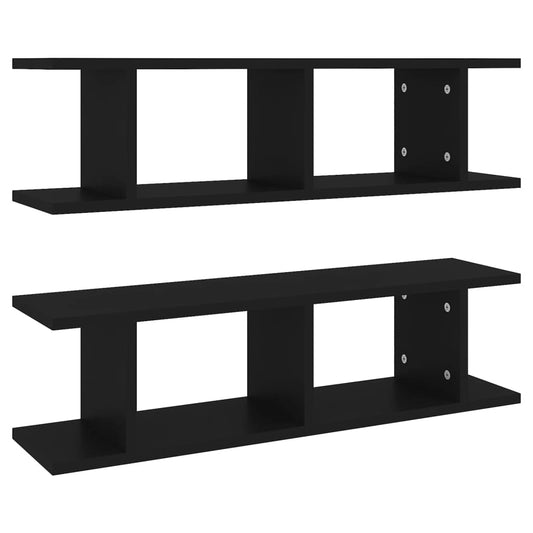 Wall Shelves 2 pcs Black 75x18x20 cm Engineered Wood Wall Shelves 2 pcs Black 75x18x20 cm Engineered Wood