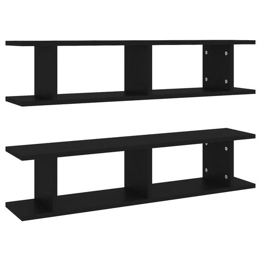 Wall Shelf 2 pcs Black 90x18x20 cm Engineered Wood Wall Shelf 2 pcs Black 90x18x20 cm Engineered Wood