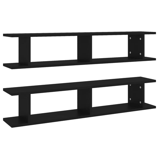 Wall Shelf 2 pcs Black 105x18x20 cm Engineered Wood Wall Shelf 2 pcs Black 105x18x20 cm Engineered Wood