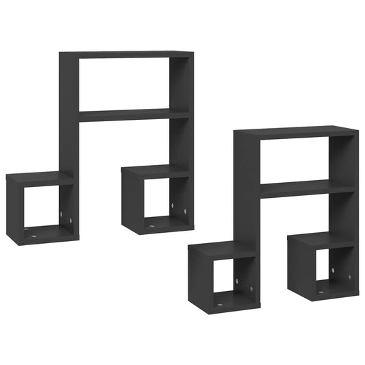 Wall Shelf 2 pcs Grey 50x15x50 cm Engineered Wood Wall Shelf 2 pcs Grey 50x15x50 cm Engineered Wood