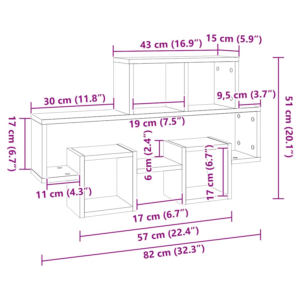 Car-shaped Wall Shelf Sonoma Oak 82x15x51 cm Engineered Wood