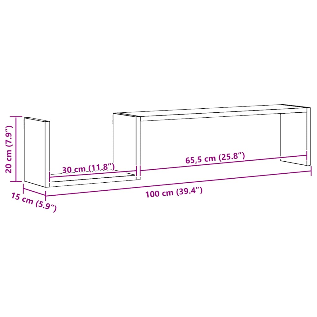 Wall Shelf 2 pcs White 100x15x20 cm Engineered Wood