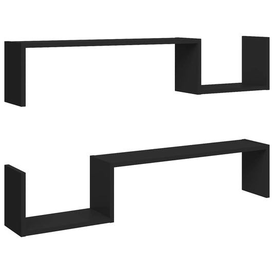 Wall Shelf 2 pcs Black 100x15x20 cm Engineered Wood Wall Shelf 2 pcs Black 100x15x20 cm Engineered Wood