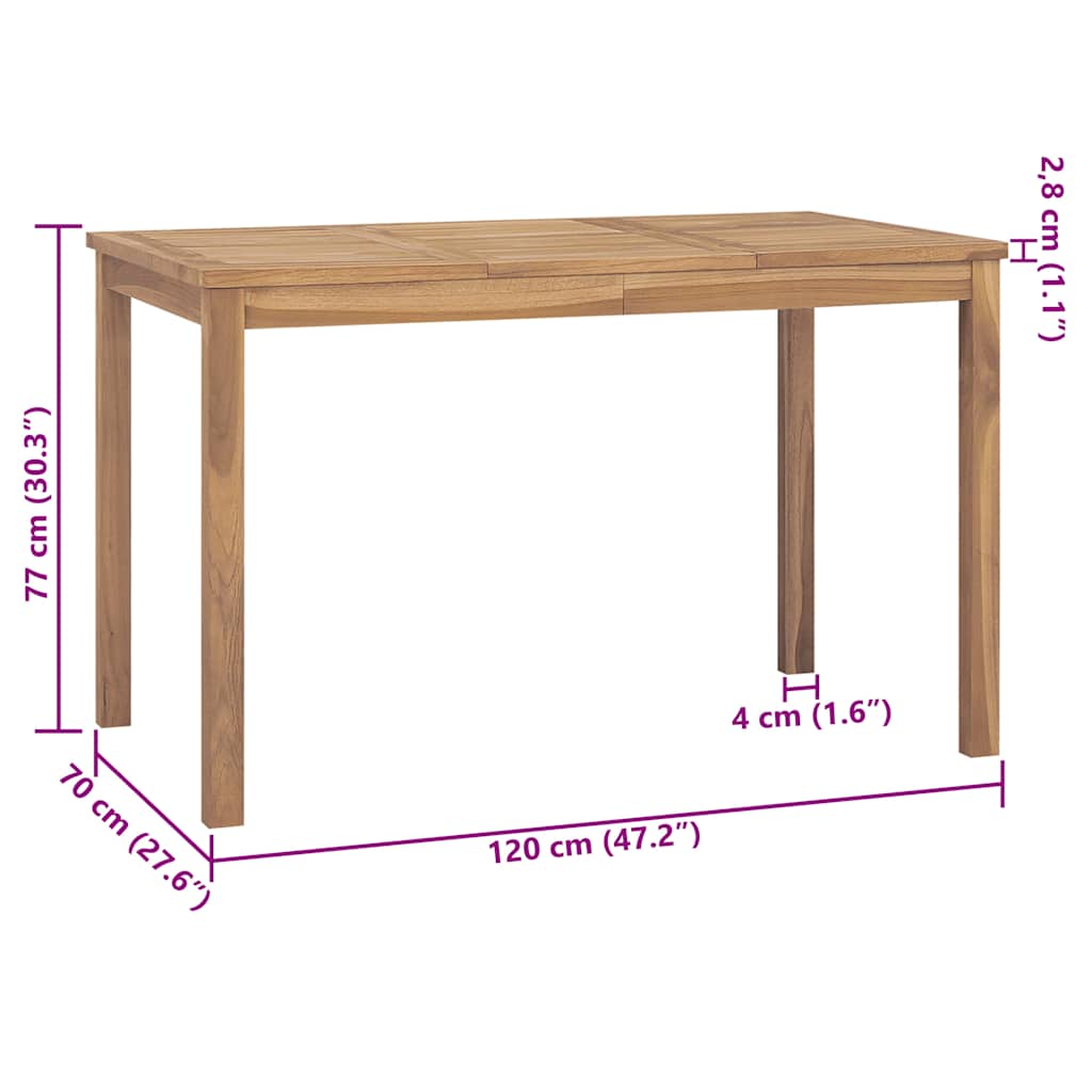 Garden Dining Table 120x70x77 cm Solid Teak Wood