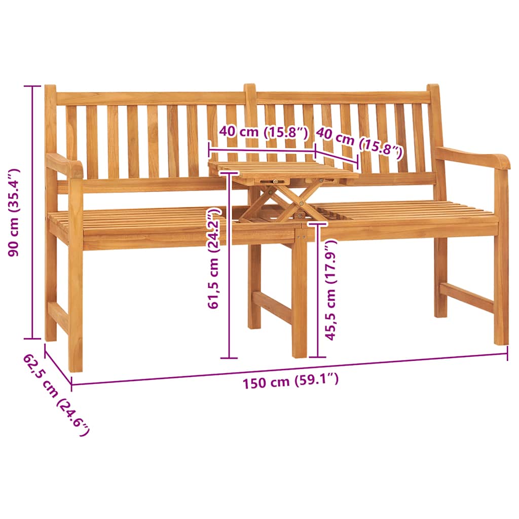 Bench | Teak | Solid Teak Wood | 3-seater