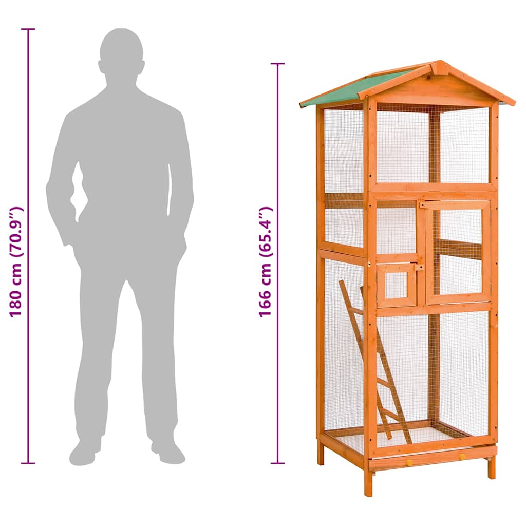 171457 vidaXL Bird Cage 68x62x166 cm Solid Firwood