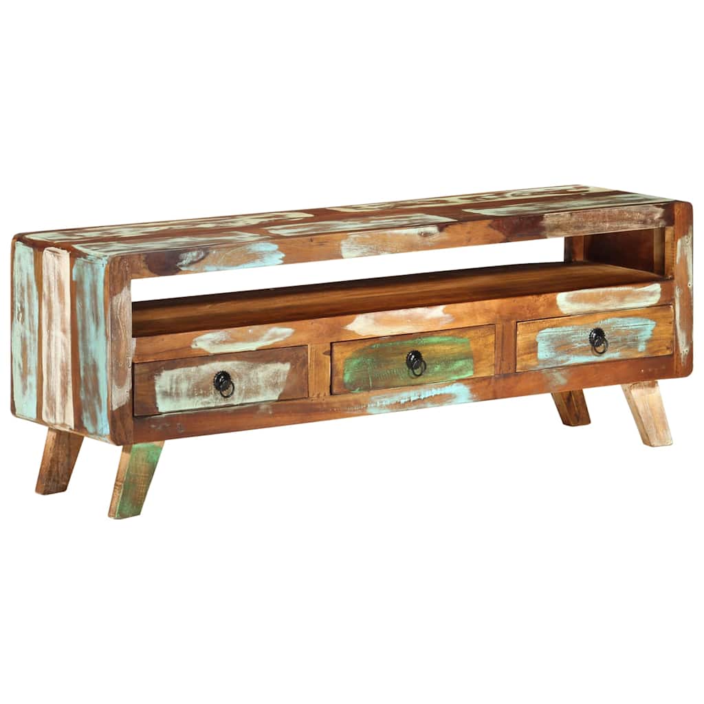 337063 vidaXL TV Cabinet Multicolour 110x30x40 cm Solid Reclaimed Wood