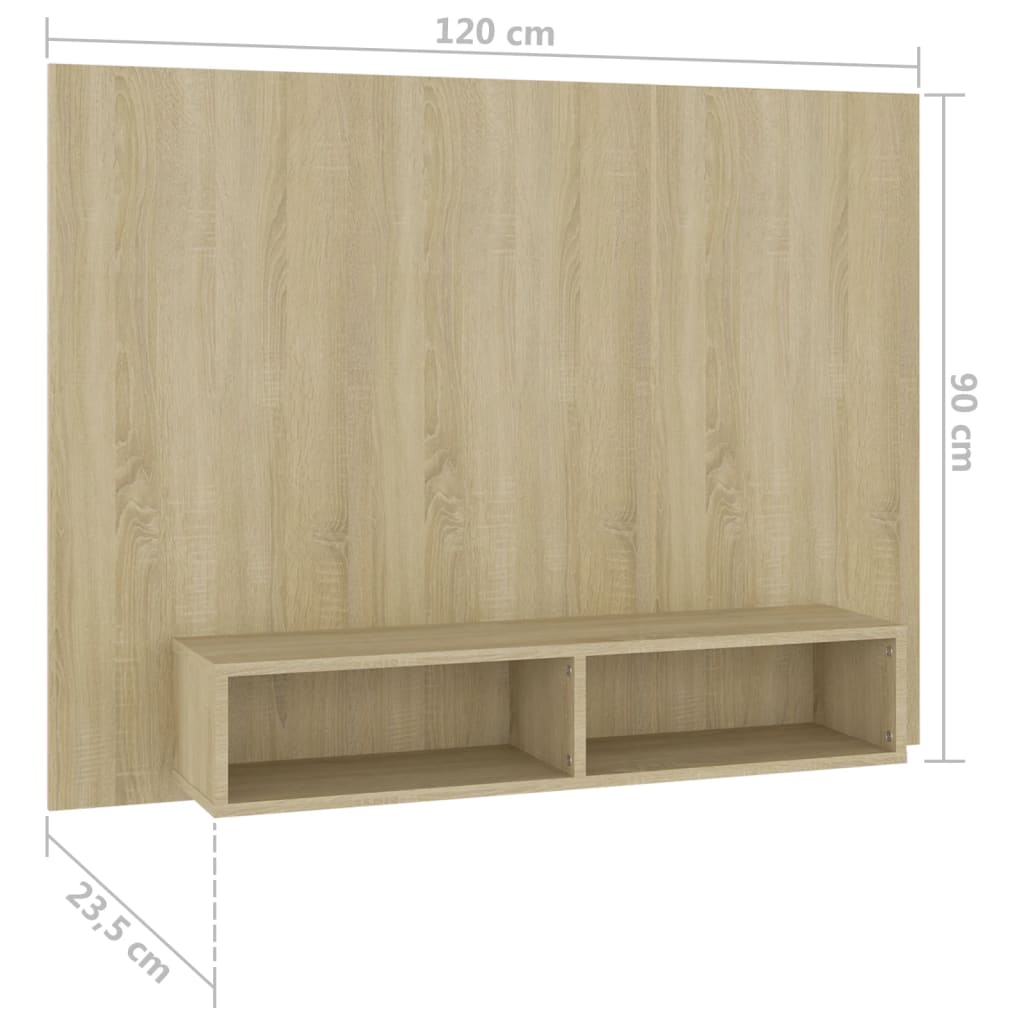 808272 vidaXL Wall TV Cabinet Sonoma Oak 120x23,5x90 cm Engineered Wood