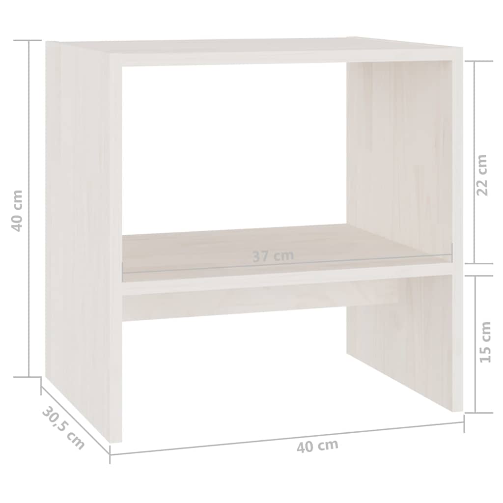 808056 vidaXL Bedside Cabinets 2 pcs White 40x30,5x40 cm Solid Wood Pine