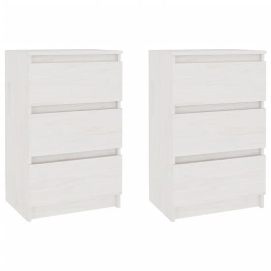 Bedside Cabinets 2 pcs White 40x29.5x64 cm Solid Pine Wood Bedside Cabinets 2 pcs White 40x29.5x64 cm Solid Pine Wood