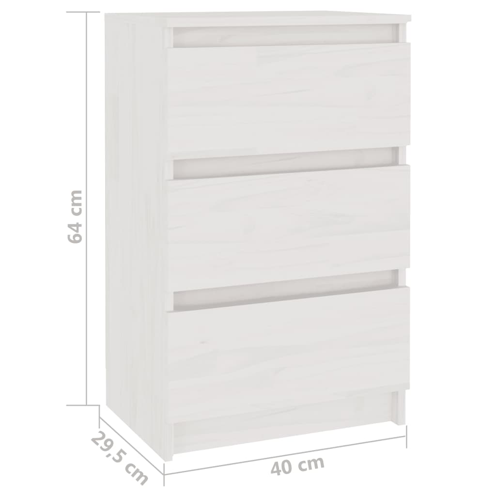 Bedside Cabinets 2 pcs White 40x29.5x64 cm Solid Pine Wood