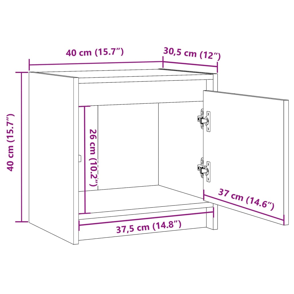 808116 vidaXL Bedside Cabinets 2 pcs White 40x30,5x40 cm Solid Wood Pine