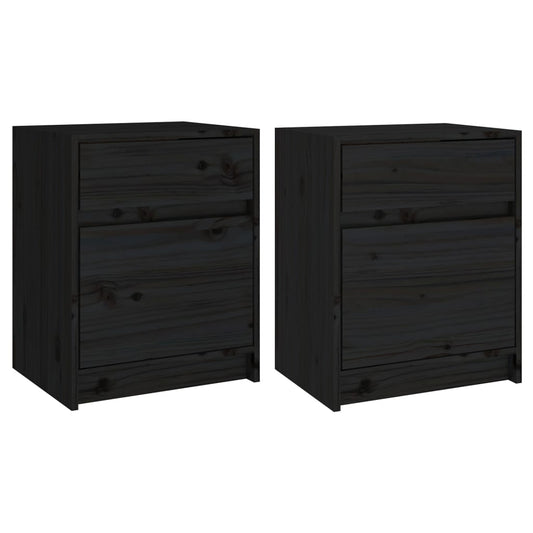 Bedside Cabinets 2 pcs Black 40x31x50 cm Solid Pinewood Bedside Cabinets 2 pcs Black 40x31x50 cm Solid Pinewood