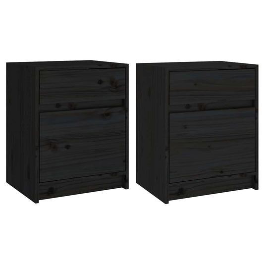 808132 vidaXL Bedside Cabinets 2 pcs Black 40x31x50 cm Solid Wood Pine 808132 vidaXL Bedside Cabinets 2 pcs Black 40x31x50 cm Solid Wood Pine