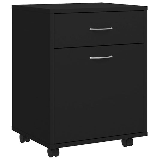 Rolling Cabinet Black 45x38x54 cm Engineered Wood Rolling Cabinet Black 45x38x54 cm Engineered Wood