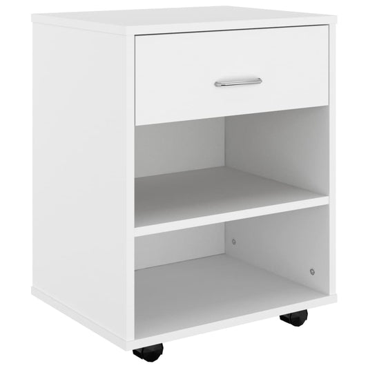 Rolling Cabinet White 46x36x59 cm Engineered Wood Rolling Cabinet White 46x36x59 cm Engineered Wood