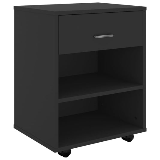 Rolling Cabinet Black 46x36x59 cm Engineered Wood Rolling Cabinet Black 46x36x59 cm Engineered Wood
