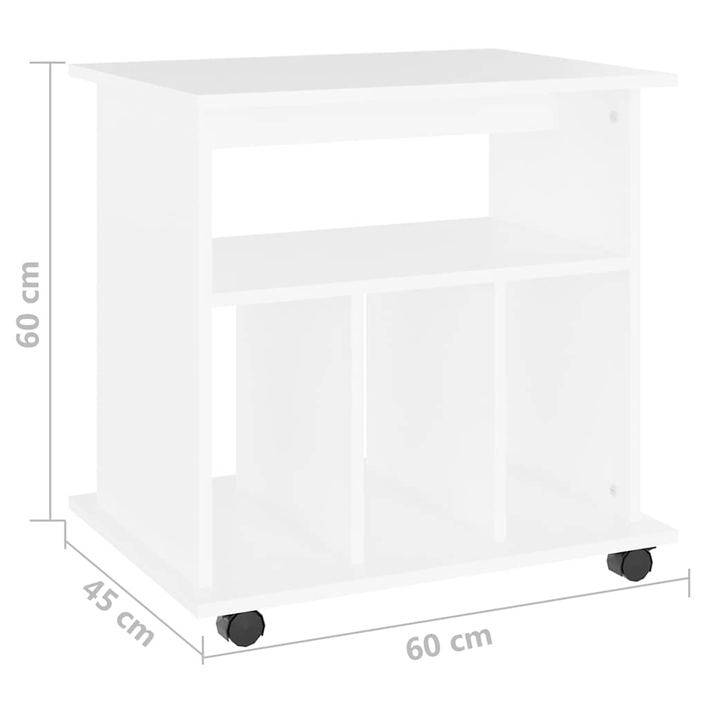 808476 vidaXL Rolling Cabinet White 60x45x60 cm Engineered Wood