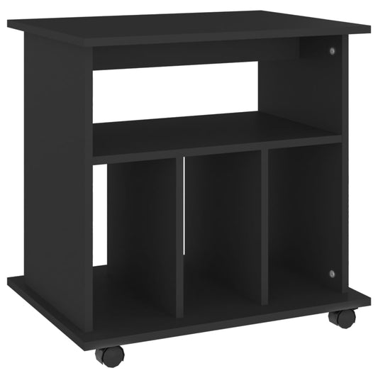 Rolling Cabinet Black 60x45x60 cm Engineered Wood Rolling Cabinet Black 60x45x60 cm Engineered Wood