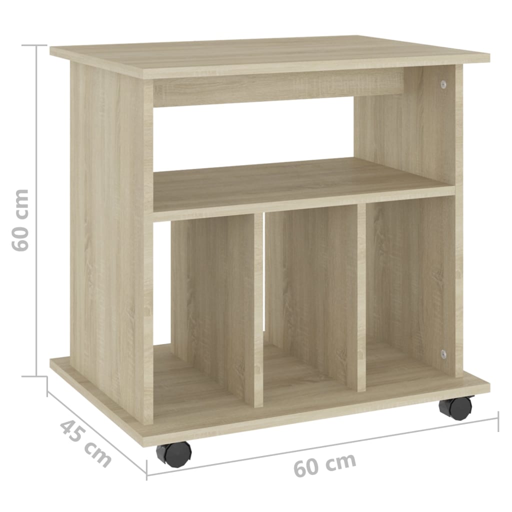 808479 vidaXL Rolling Cabinet Sonoma Oak 60x45x60 cm Engineered Wood