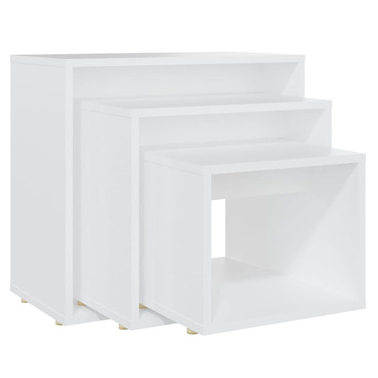 Nesting Tables 3 pcs White Engineered Wood Nesting Tables 3 pcs White Engineered Wood