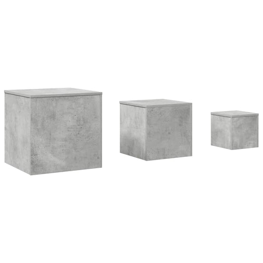 Side Tables 3 pcs Concrete Grey Engineered Wood Side Tables 3 pcs Concrete Grey Engineered Wood