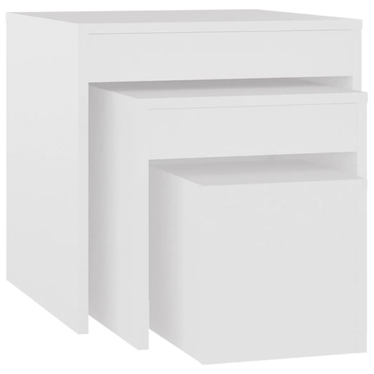 Nesting Tables 3 pcs White Engineered Wood Nesting Tables 3 pcs White Engineered Wood