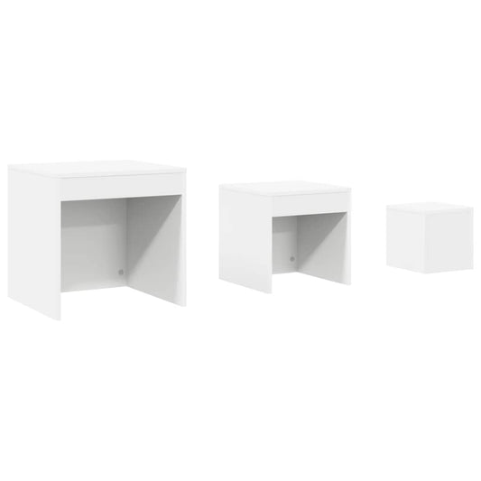 Nesting Tables 3 pcs White Engineered Wood Nesting Tables 3 pcs White Engineered Wood