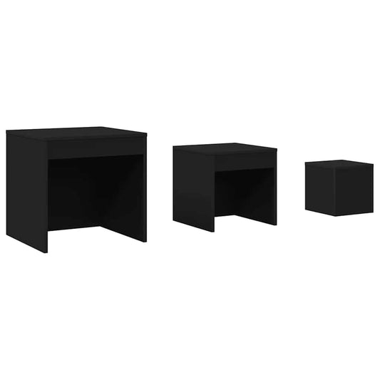 Nesting Tables 3 pcs Black Engineered Wood Nesting Tables 3 pcs Black Engineered Wood