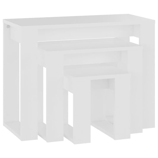 Nesting Tables 3 pcs White Engineered Wood Nesting Tables 3 pcs White Engineered Wood