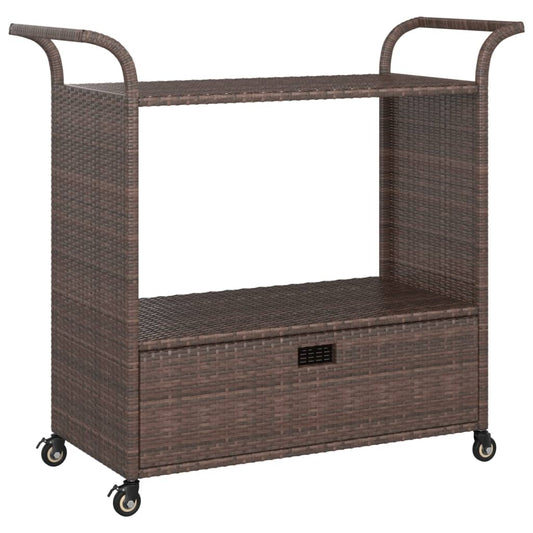 Bar Cart with Drawer Brown 100x45x97 cm Poly Rattan Bar Cart with Drawer Brown 100x45x97 cm Poly Rattan