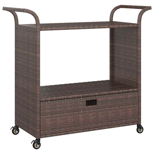 316662 vidaXL Bar Cart with Drawer Brown 100x45x97 cm Poly Rattan 316662 vidaXL Bar Cart with Drawer Brown 100x45x97 cm Poly Rattan